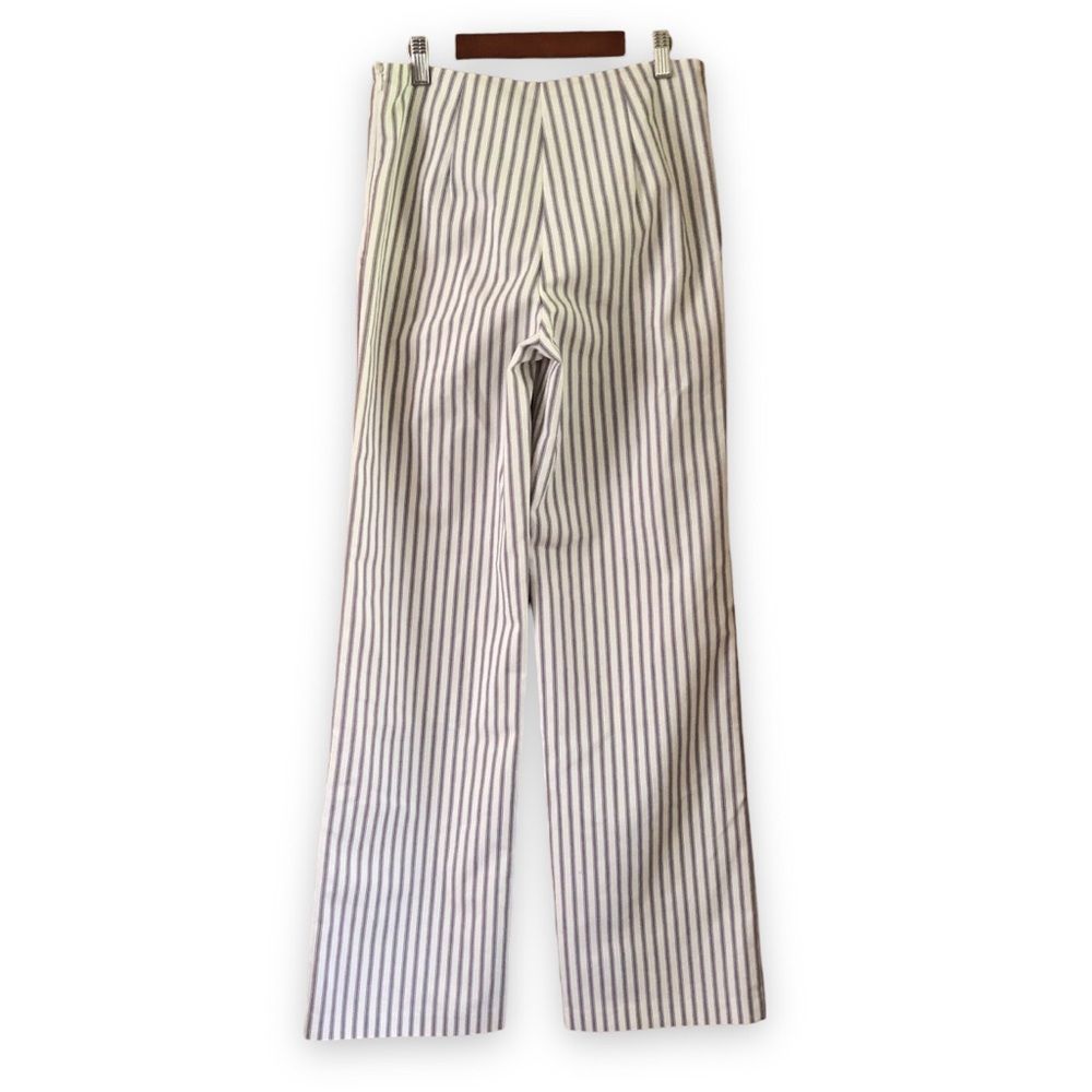 Margaret O'leary Striped Lace Up Pants White Gray Retro 70s Nwt Size Small Boho — image 2 of 5